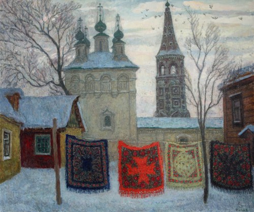 Владимир Телин &quot;Суздальский дворик&quot;, 1990-е гг.<br />(собрание галереи Арт Прима, Москва)<br /><br />Vladimir Telin &quot;Suzdal's Yard&quot;, 1990s.<br />(the collection of the Art Prima Gallery, Moscow)