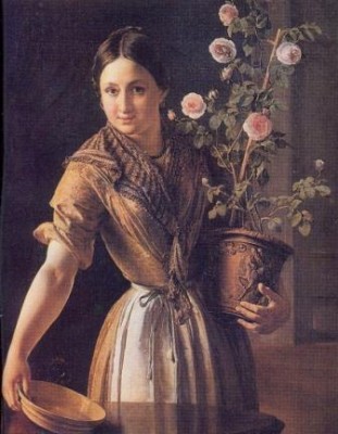 В.А.Тропинин «Девушка с горшком роз» 1850