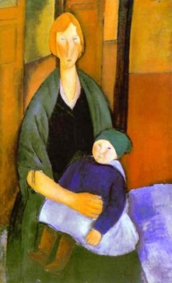 Амедео Модильяни, Сидящая женщина с ребенком, 1919.