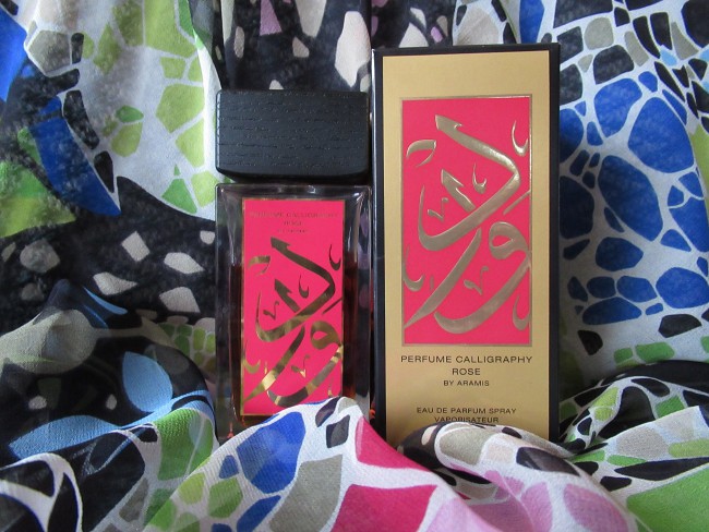 Платок шелковый (креп-жоржет) «Парк «Гуэль» -5 и Perfume Calligraphy Rose By Aramis