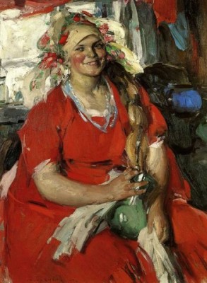 Архипов Абрам Ефимович. Женщина в красном. 1919