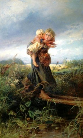 К.Маковский. Дети, бегущие от грозы, 1872.