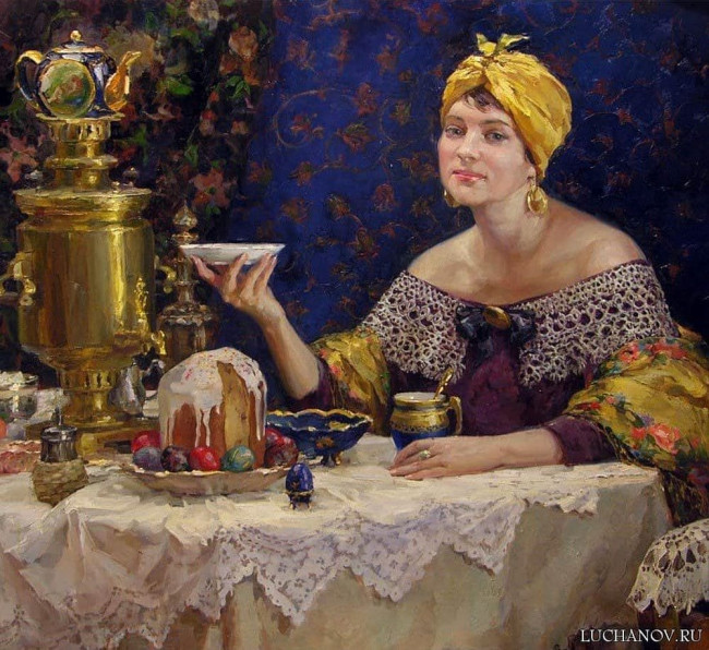 Полина Лучанова &quot;Купчиха. Пасхальное чаепитие.&quot;