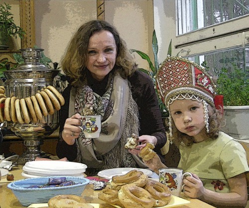 На празднике в детском саду.