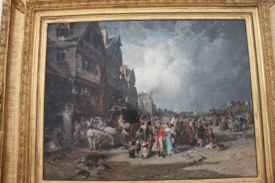 Jules Noël (1810-1881). L'Arrivée de la divigence a Quimper-Corentin sous le Directorie. 1873