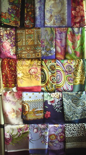 шёлк и шерстяной шарф "Вальс тюльпанов"